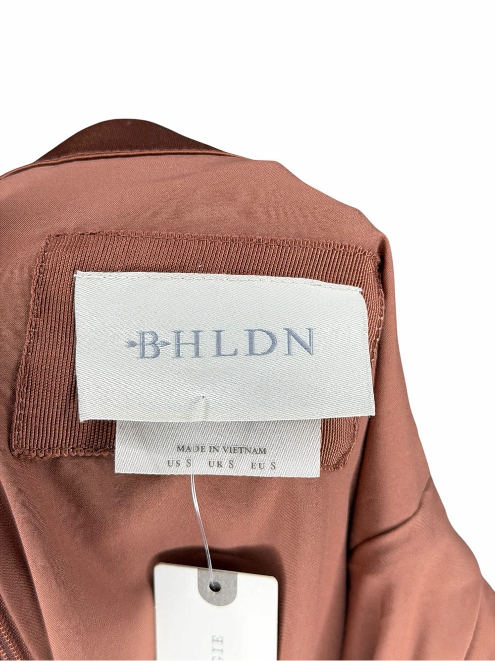 BHLDN Copper Satin Midi Dress Open Back Women's Size Small NWT Side Slit - Picture 10 of 11